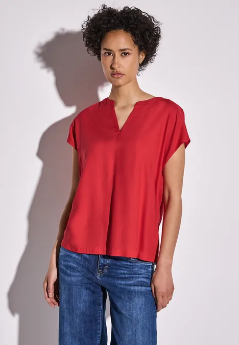 Bluse in Unifarbe glory red