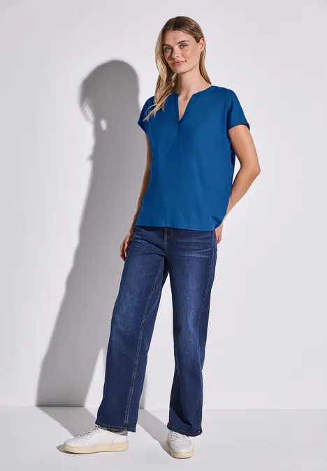 Bluse in Unifarbe dodger blue