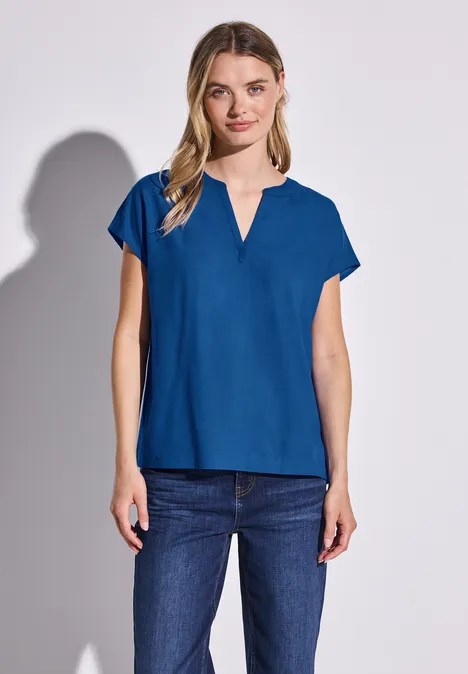 Bluse in Unifarbe dodger blue