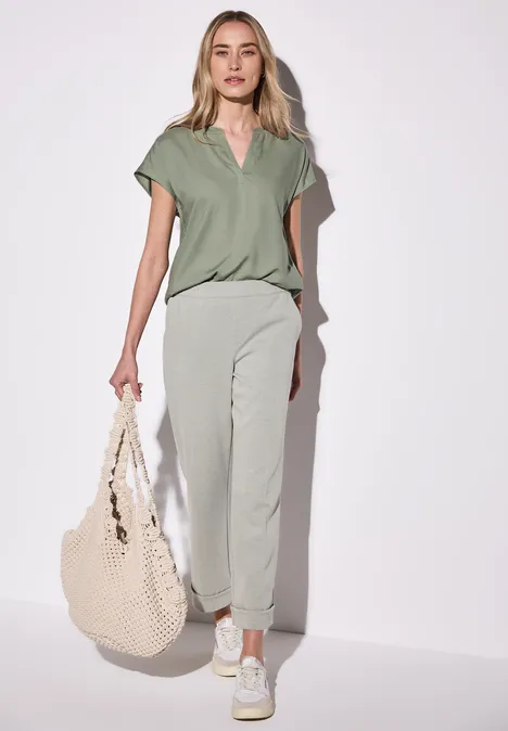 Bluse in Unifarbe dusty milky green