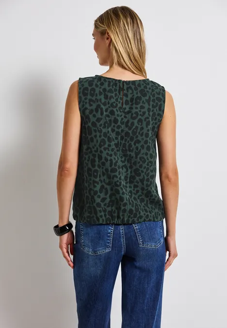 Musselin Blusentop mit Print mid green