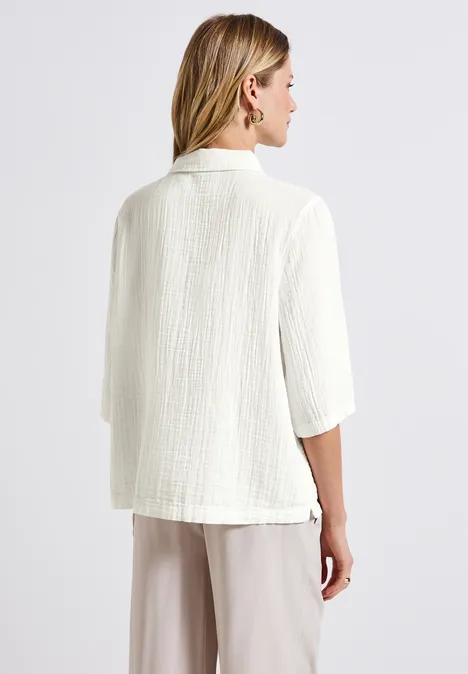 Musselin Hemdbluse off white