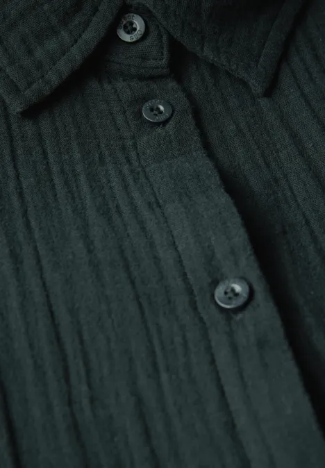 Musselin Hemdbluse pine grove green