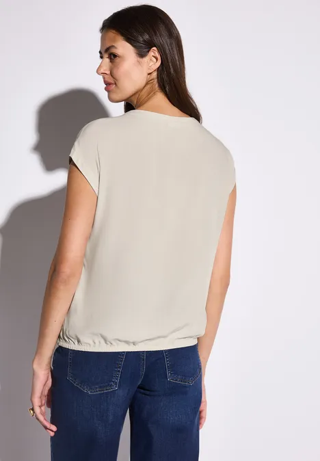 Bluse mit elastischem Saum moonstone sand