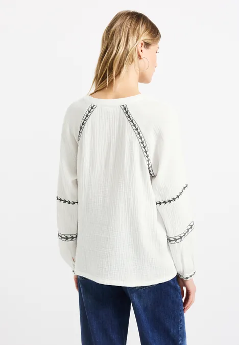 Blouse raglan en mousseline off white
