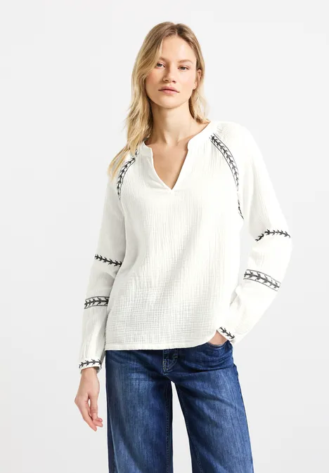 Blouse raglan en mousseline off white