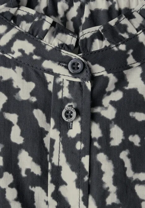 Print-Bluse mit Rüschen Black