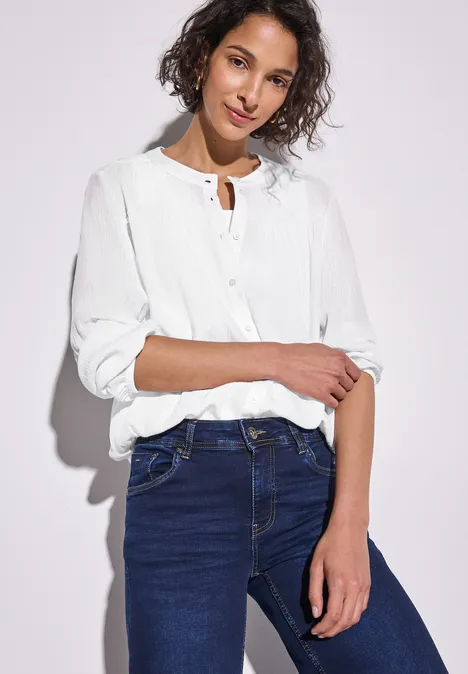 Blouse crinkle avec fronces White