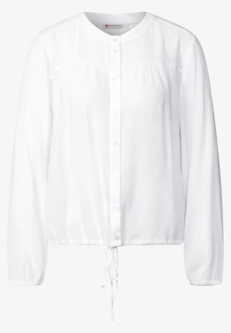 Crinkle-Bluse mit Raffung White