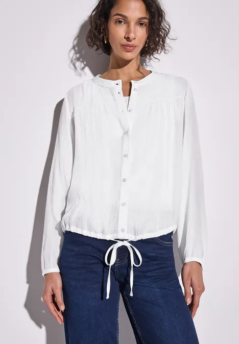 Blouse crinkle avec fronces White