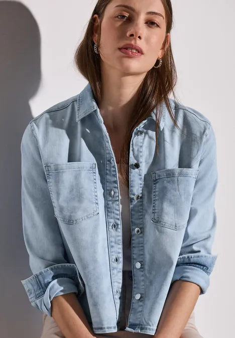 Chemisier en denim Light Blue Random washed