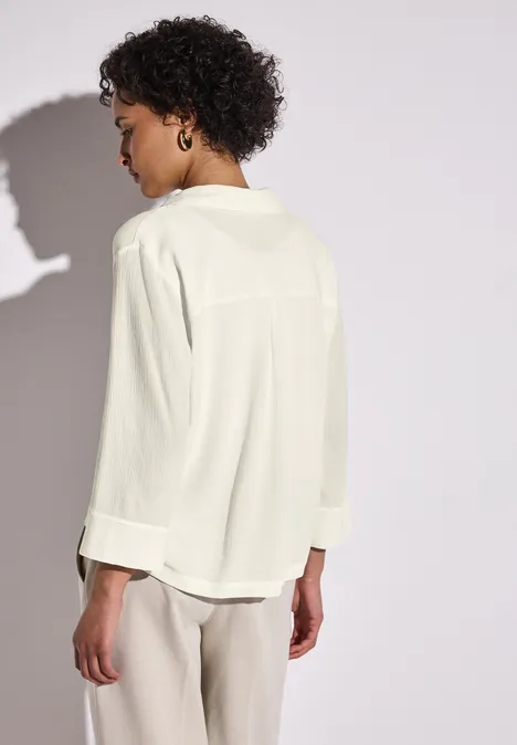 Crinkle-Hemdbluse off white