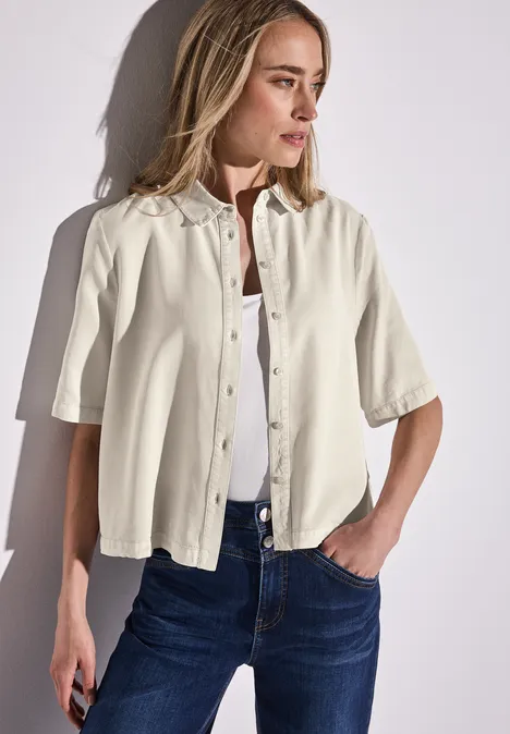 Hemdbluse im Washed-Look moonstone sand