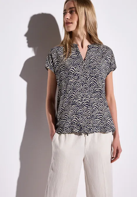 Bedruckte Bluse deep blue