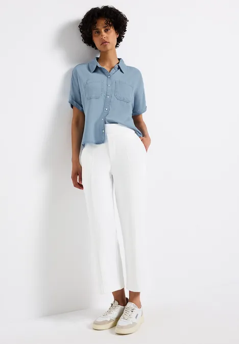 Denim Lyocell Hemdbluse Light Blue soft wash