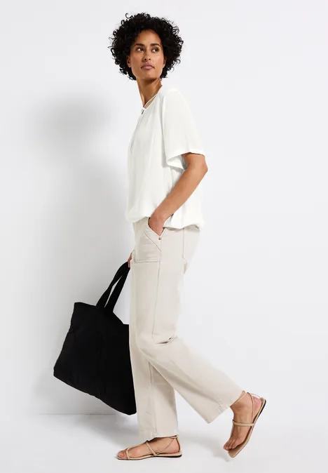 Blusenshirt mit Bänderdetail off white