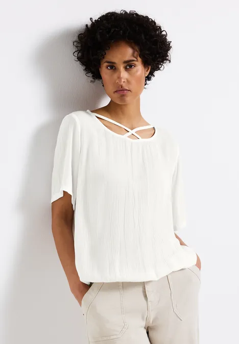 Blusenshirt mit Bänderdetail off white