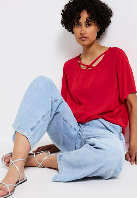 Blusenshirt mit Bänderdetail glory red