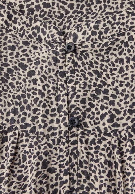 Strukturbluse mit Leo-Muster cotton cream