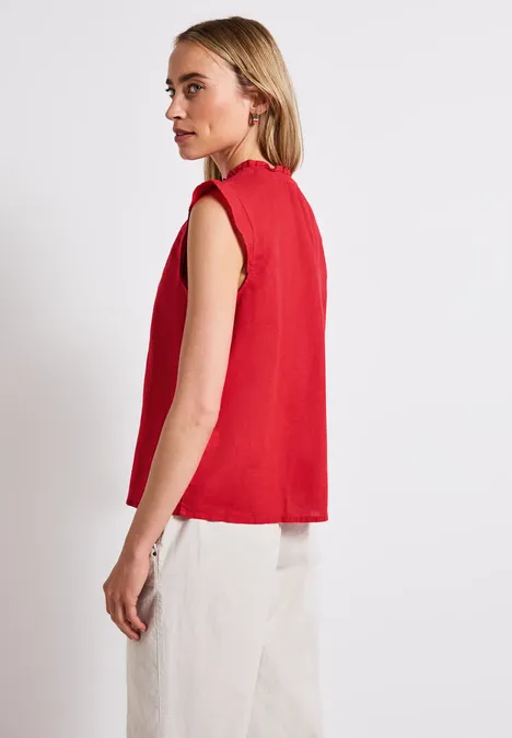 Leinenmix-Bluse mit Rüschen glory red
