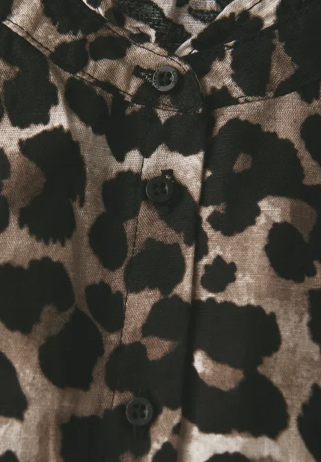 Leinenmix Leo-Bluse Black