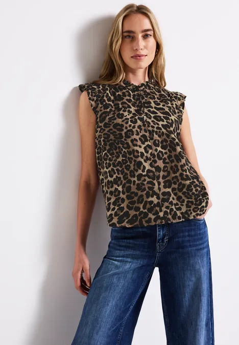 Leinenmix Leo-Bluse Black