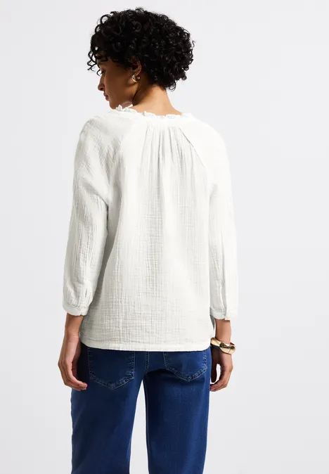 Musselin Tunika mit Rüschen off white