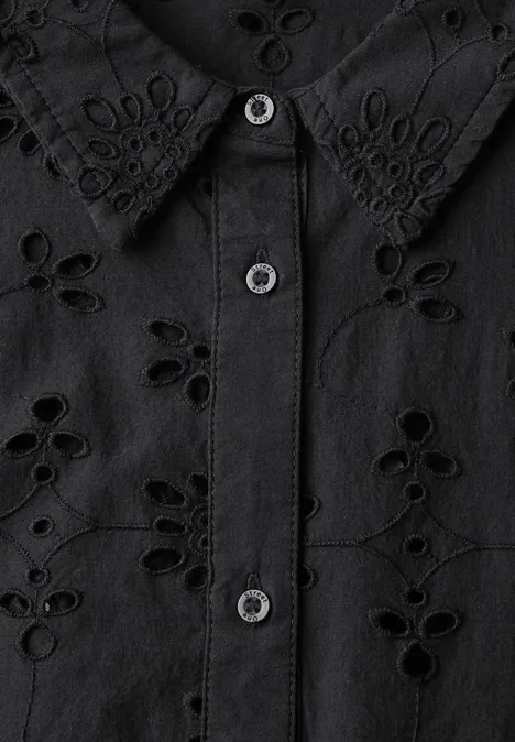 Chemisier avec broderie ajourée Black