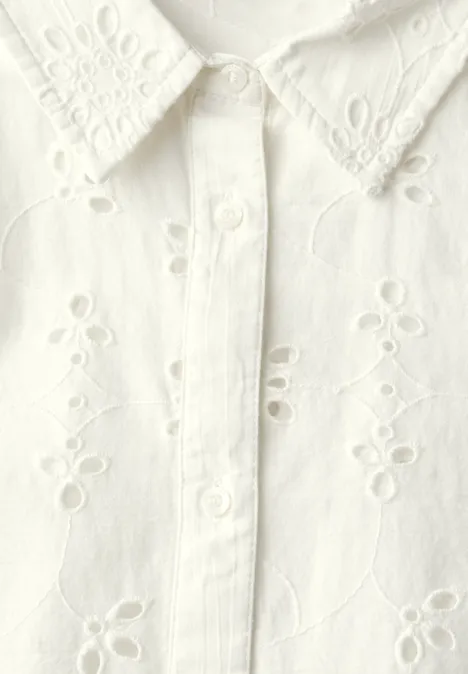 Chemisier avec broderie ajourée off white