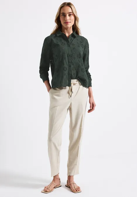 Chemisier avec broderie ajourée mid green