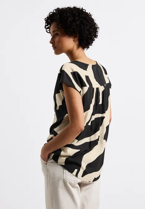 Gemusterte Bluse whale tail grey
