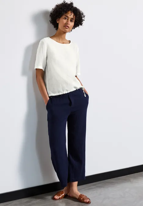 Blusenshirt mit Tunnelzug off white