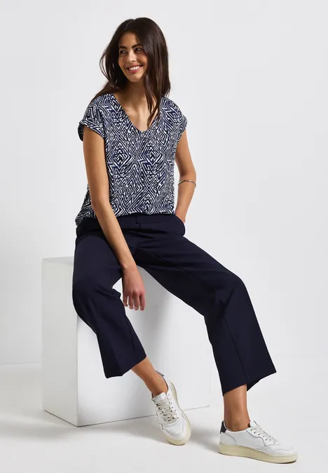 Gemusterte Bluse deep blue