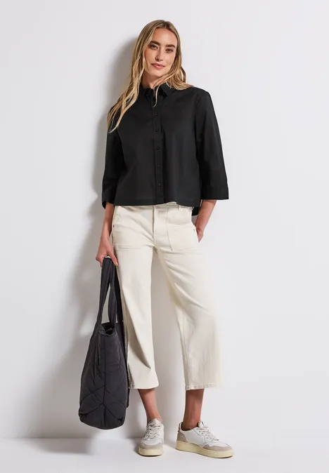Baumwoll-Hemdbluse Black