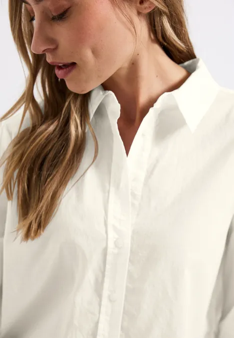 Baumwoll-Hemdbluse off white