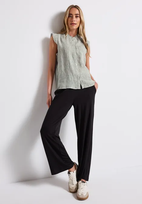 Ärmellose Leinenbluse peridot green