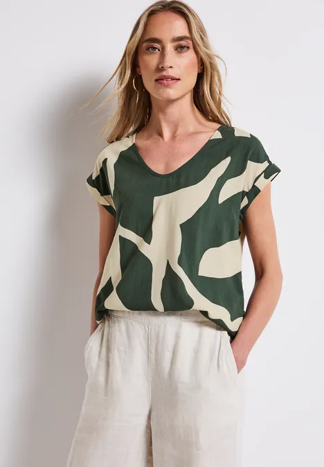 Gemusterte Bluse mid green