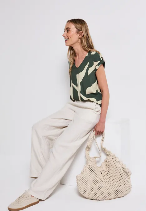 Gemusterte Bluse mid green