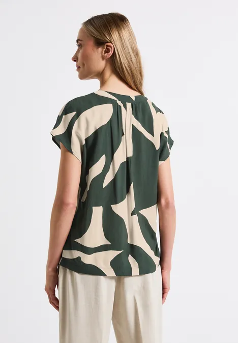 Gemustertes Blusenshirt mid green