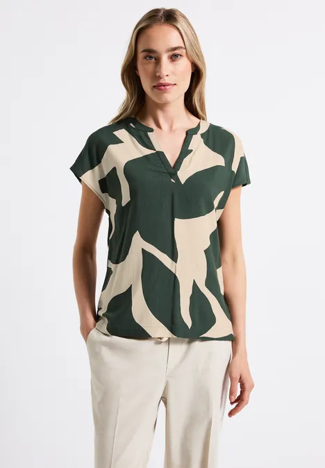 Gemustertes Blusenshirt mid green