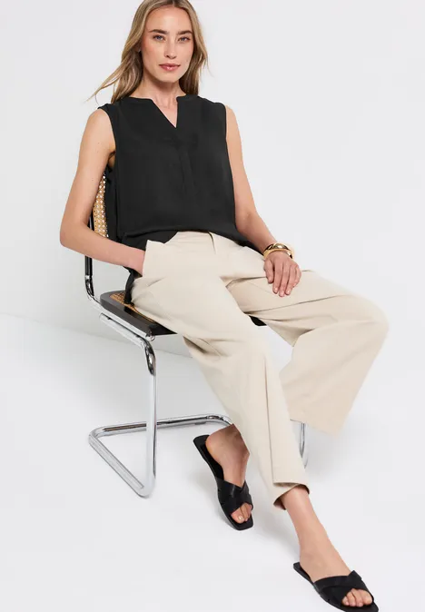 Split Neck Blusentop Black
