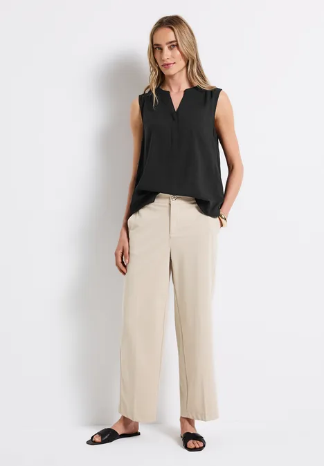 Split Neck Blusentop Black