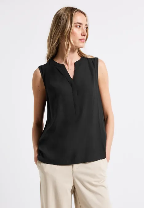 Split Neck Blusentop Black