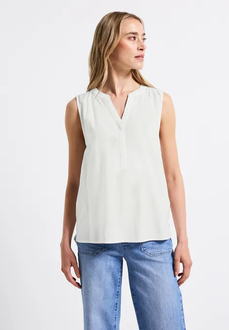 Split Neck Blusentop off white
