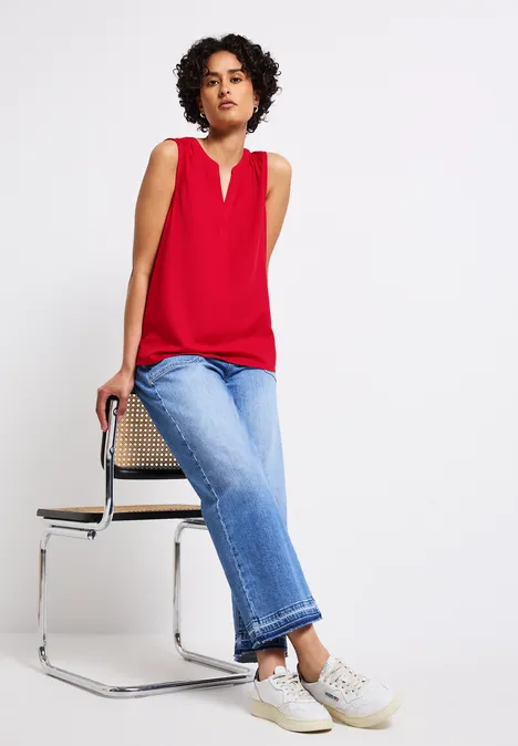 Split Neck Blusentop glory red