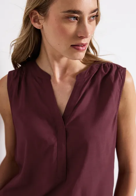Split Neck Blusentop dark cherry red