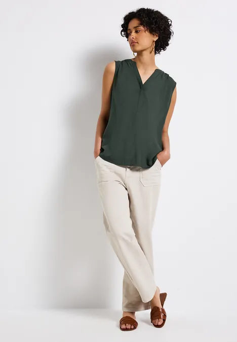 Split Neck Blusentop mid green