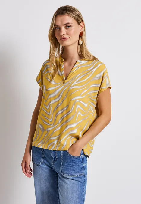 Gemusterte Bluse buttercream yellow
