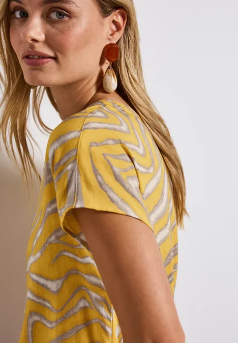 Gemusterte Bluse buttercream yellow