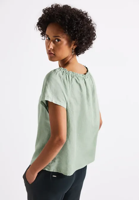 Leinenmix-Bluse soft jade green